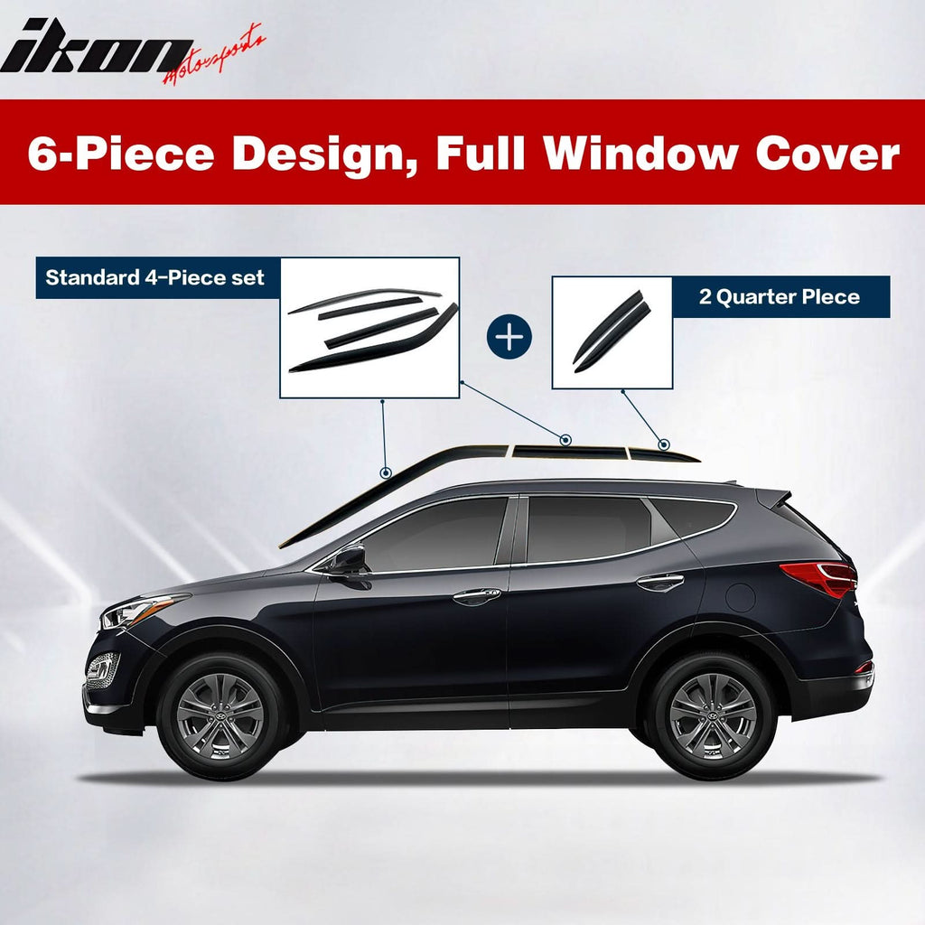 2015-2016 Hyundai Genesis Window Visor ABS Chrome Sun Rain Guard 6PC