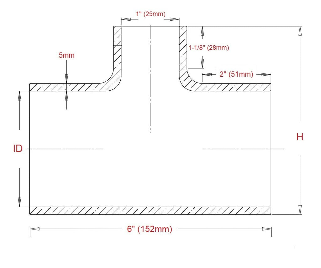 HPS Performance Products HPS 2-3/4" Silicone T Hose Coupler Adapter with 1" Branch, High Temp 4-ply Reinforced