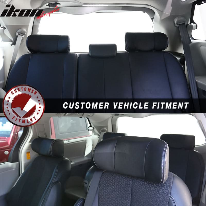 2011-2000 Toyota Sienna Black Front Middle Rear Headrest Faux Leather