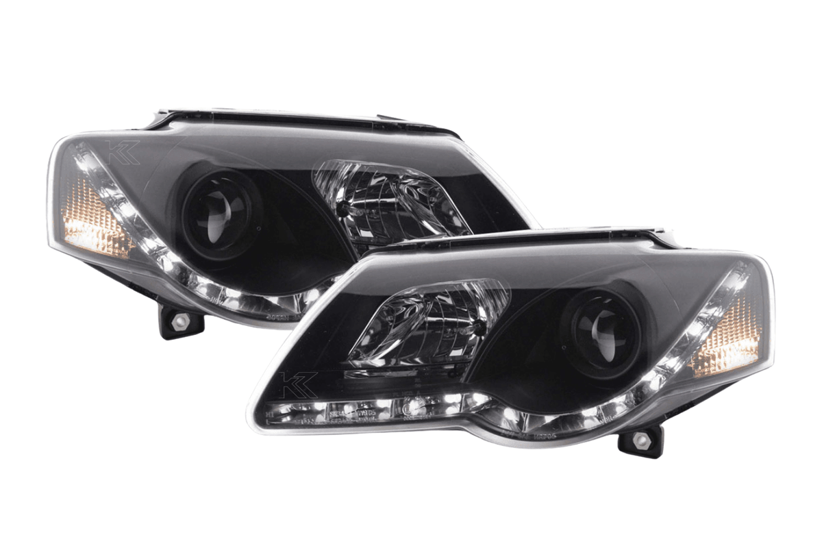 Volkswagen Passat (B6 / 3C) Black LED Headlights with Daytime Running Lights (2005 - 2010)